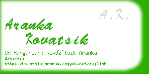 aranka kovatsik business card